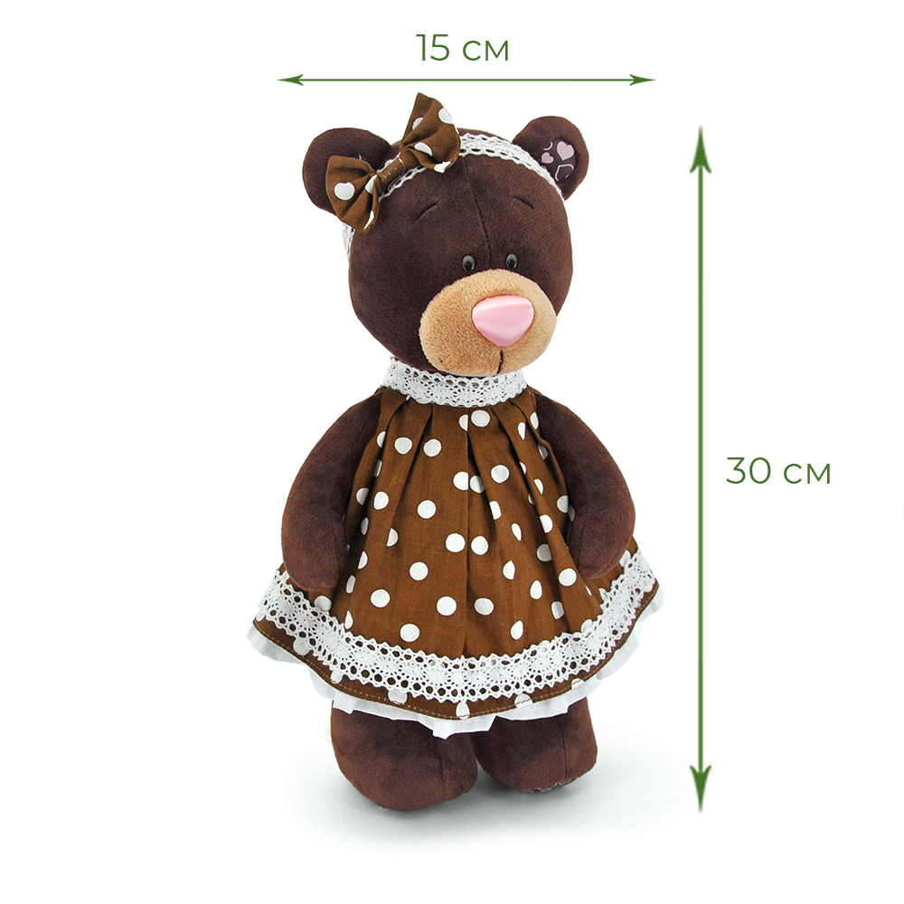 Игрушка мягкая медведь Choko&milk (коричневое платье)