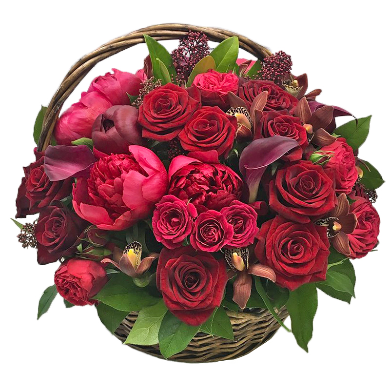 Цветы в корзине с доставкой в Москве, купить букет из живых цветов,заказать в студии «Фреш» цветочную корзину